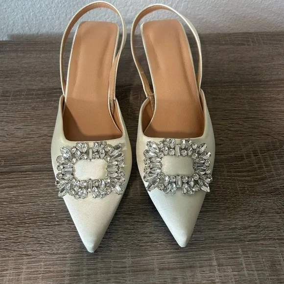 Bejeweled Slingback Kitten Heels - Picture 2 of 6